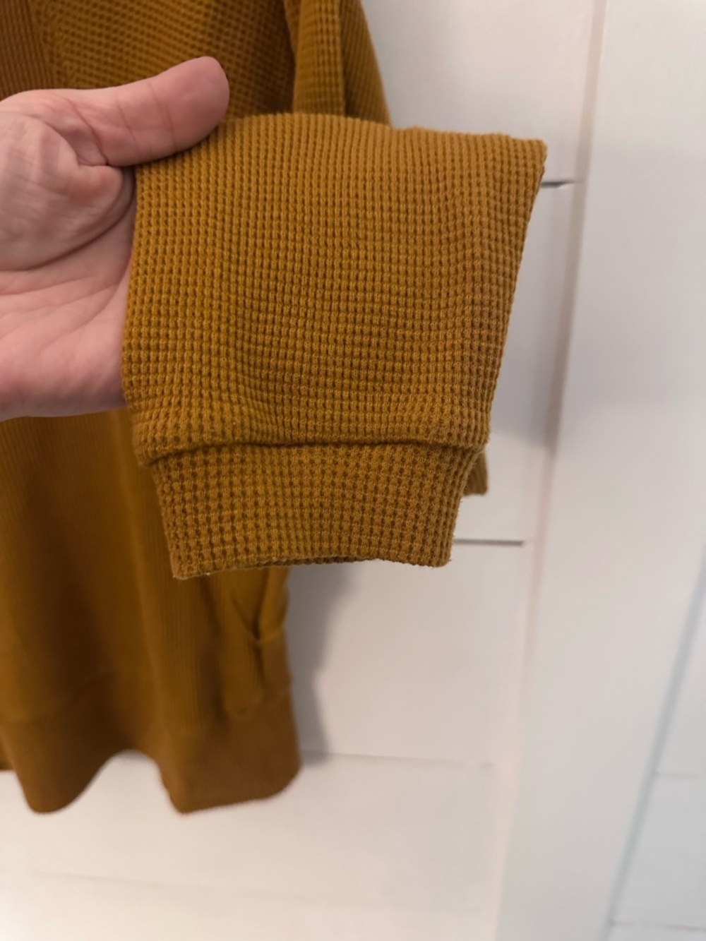 Anthropology XS Pilcro Angie mock neck cotton waffle knit yellow-brown tunic - Picture 6 of 13